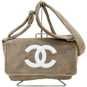 CHANEL Coco Mark Shoulder Bag Acrylic Fiber Beige
